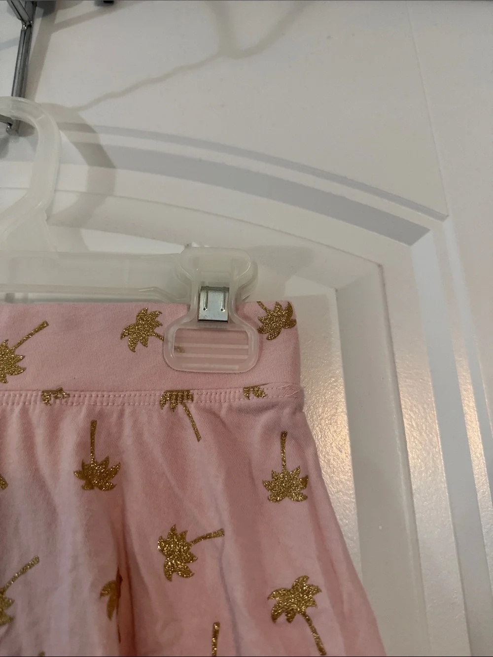 Gently worn Pink Tank Top with Gold Glitter Palm Heart with matching skort set